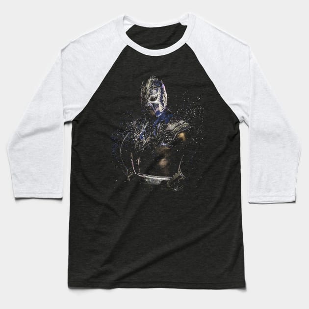 Ultimo Dragon Splatter Baseball T-Shirt by swgpodcast